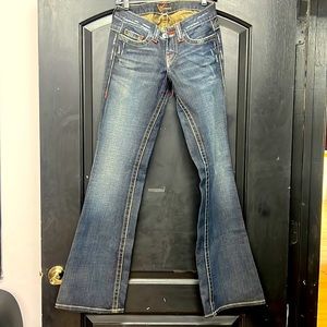 Brand new dark wash Bebe boot cut bling jeans